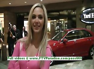 Sophia sexy blonde with natural tits having fun and flashing tits in public